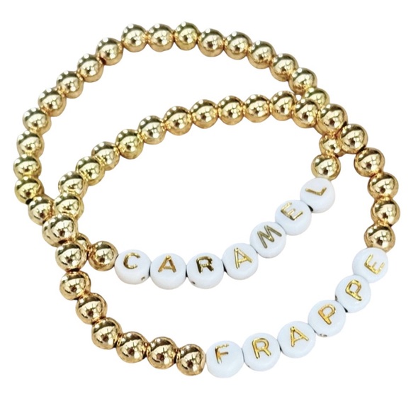 Hand Crafted Jewelry - 2 Coffee Drink Bracelets Name Bracelets Hand Crafted